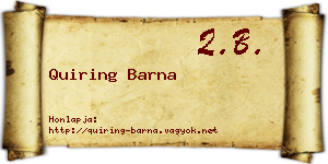 Quiring Barna névjegykártya
